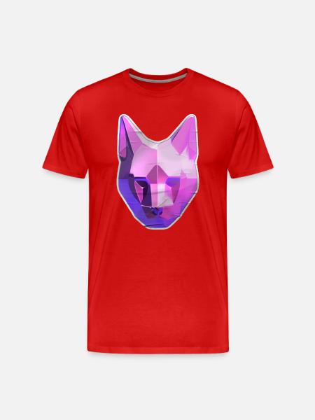 Geometric cat in neon pink - Men's Premium Organic T-Shirt - red