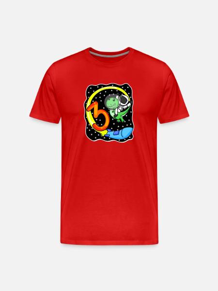 Junge 3 Jahre alt Dinosaurier Astronaut - Männer Premium Bio T-Shirt - Rot