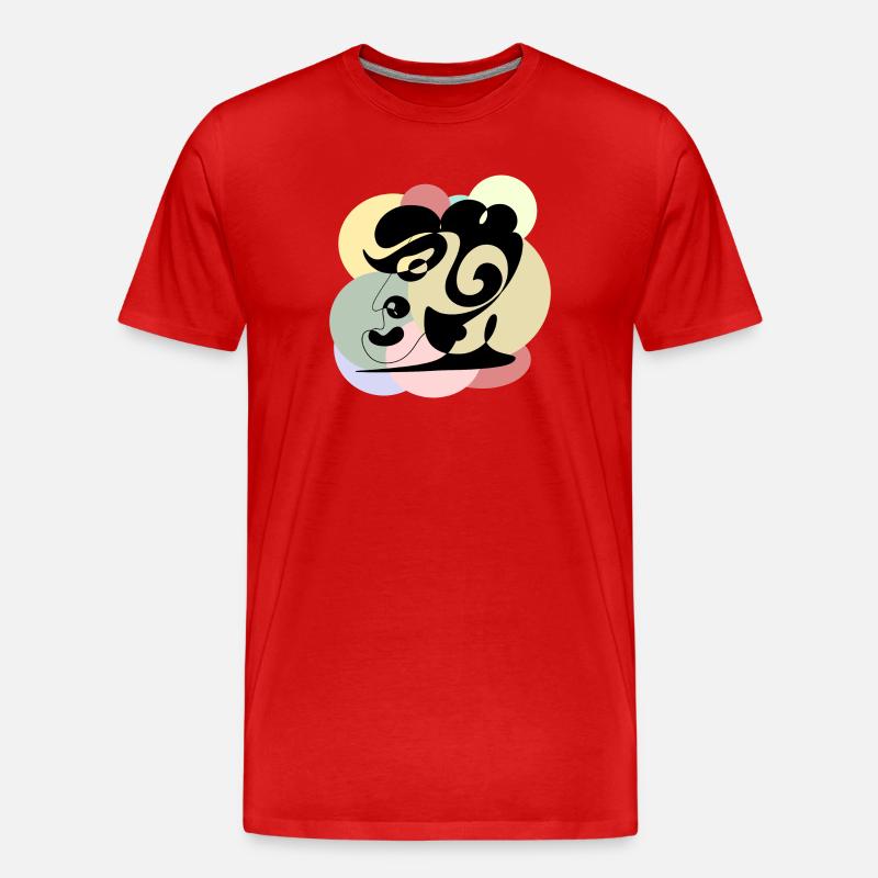 LINE ART BILDER - COOLER PAPA - Männer Premium Bio T-Shirt - Rot
