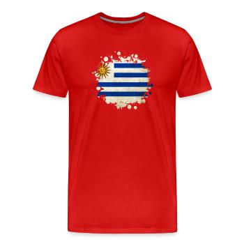 Uruguay Klecks Flag Design - Men's Premium Organic T-Shirt - red - Front - Damien (186cm)