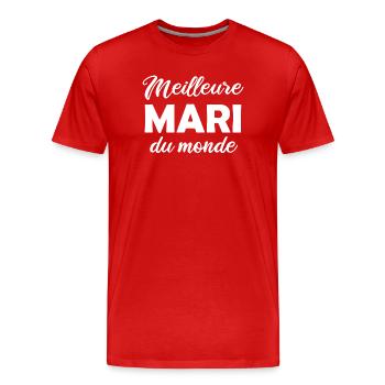 Meilleur Mari du monde - T-shirt bio Premium Homme - rouge - Devant - Damien (186cm)