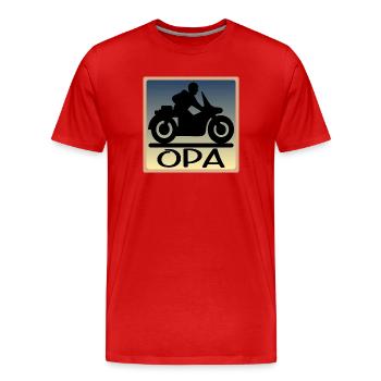 Motorrad Fahrer - OPA - VATERTAG - Männer Premium Bio T-Shirt - Rot - Vorne - Damien (186cm)