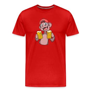 Affe mit Biergläser - Männer Premium Bio T-Shirt - Rot - Vorne - Damien (186cm)