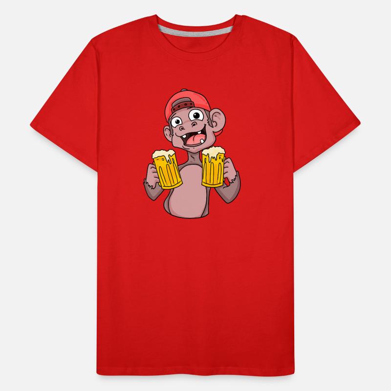 Affe mit Biergläser Männer Premium Bio T-Shirt