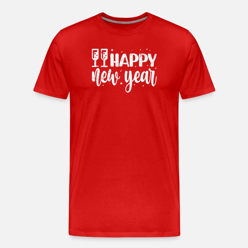 Neujahrsfestliches Skript & Schneeflocken - Männer Premium Bio T-Shirt - Rot