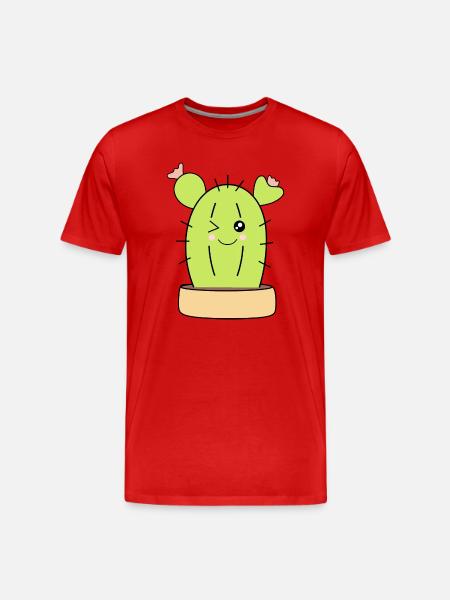 Kawaii Cactus T-shirt Gift Christmas - Men's Premium Organic T-Shirt - red