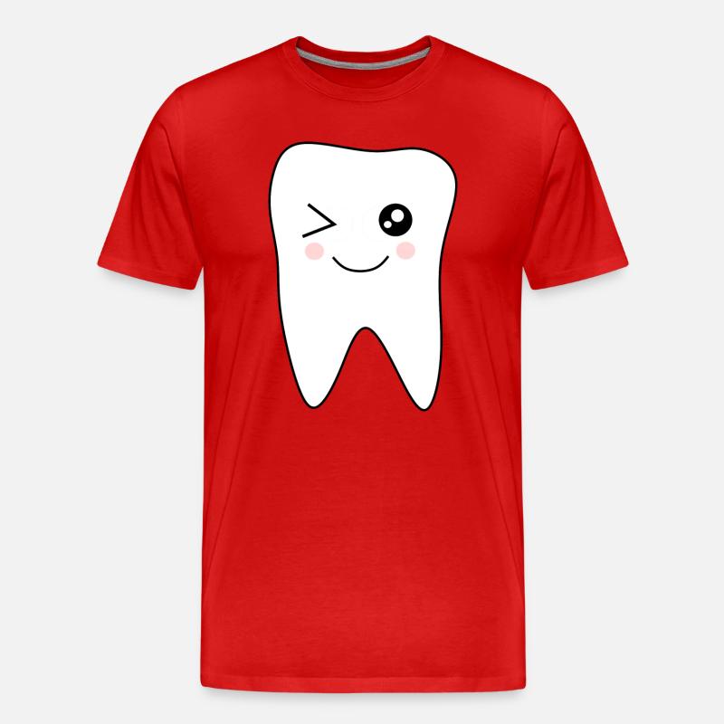 Zahn, Zähne, Zahnarzt Geschenk - Männer Premium Bio T-Shirt - Rot