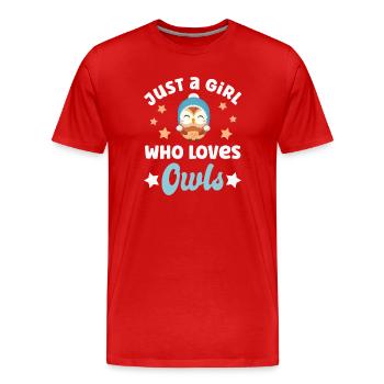 Hiboux hiboux - T-shirt bio Premium Homme - rouge - Devant - Damien (186cm)
