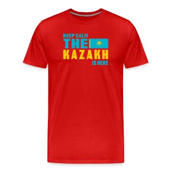 Design du drapeau Keep Calm Kazakhstan - T-shirt bio Premium Homme - rouge - Devant - Damien (186cm)
