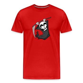 Sensenmann freut sich - Männer Premium Bio T-Shirt - Rot - Vorne - Damien (186cm)