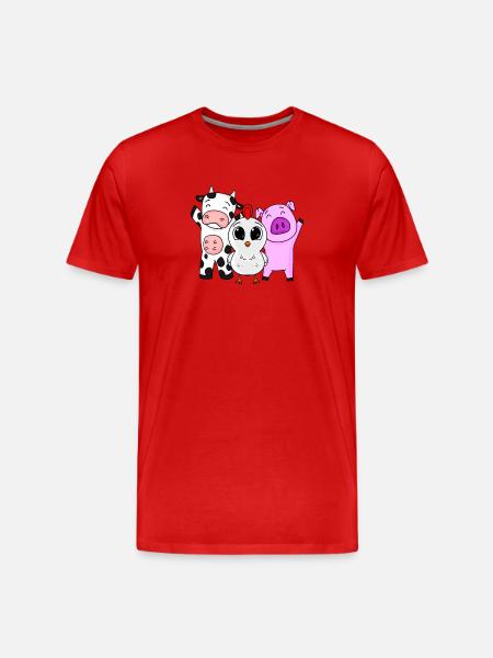 Farm Animals - Men's Premium Organic T-Shirt - red
