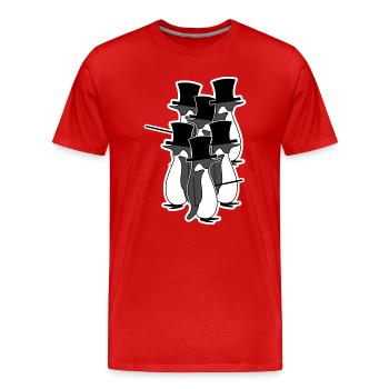 Oiseaux Vintage Pingouin Animal Oiseau de mer Arctique - T-shirt bio Premium Homme - rouge - Devant - Damien (186cm)