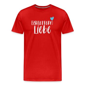 Klettern Eisklettern Liebe Eispickel Geschenk - Männer Premium Bio T-Shirt - Rot - Vorne - Damien (186cm)
