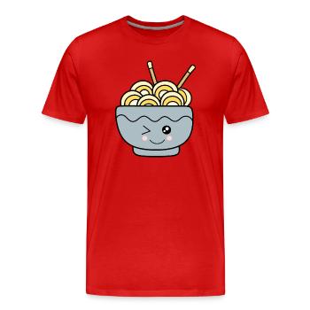 Kawaii Ramen Kawaii Chibi Nourriture Kawaii - T-shirt bio Premium Homme - rouge - Devant - Damien (186cm)