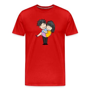 Couples - T-shirt bio Premium Homme - rouge - Devant - Damien (186cm)