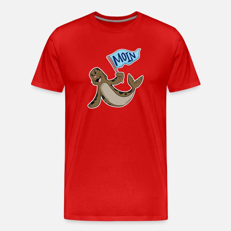 Robbe mit Moin Flagge - Männer Premium Bio T-Shirt - Rot