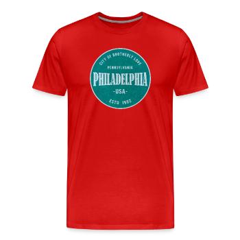 Thé millésimé de Philadelphie - T-shirt bio Premium Homme - rouge - Devant - Damien (186cm)
