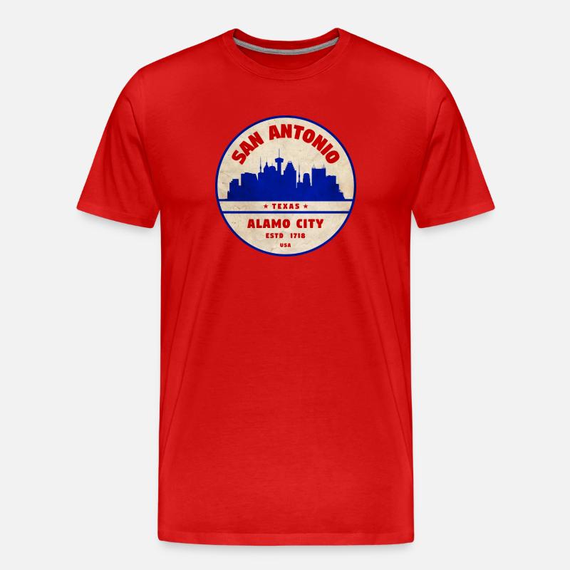 San Antonio Skyline Retro Abzeichen - Männer Premium Bio T-Shirt - Rot