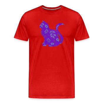 sitzende katze, gemustert, Blumen Outfits - Männer Premium Bio T-Shirt - Rot - Vorne - Damien (186cm)