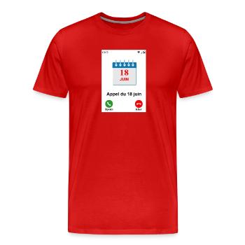 Appel du 18 juin - T-shirt bio Premium Homme - rouge - Devant - Damien (186cm)