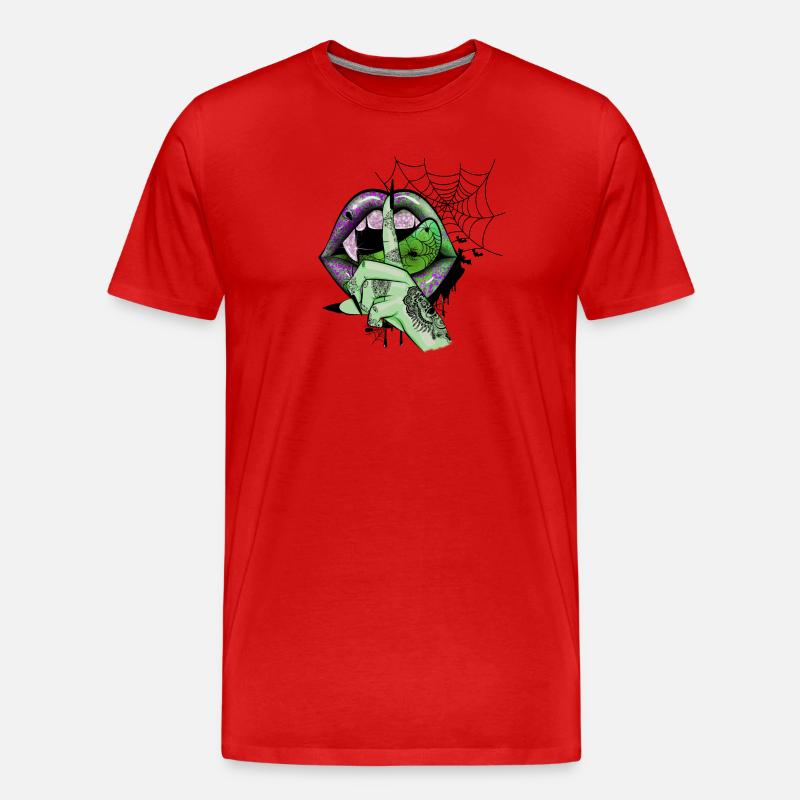 Green Vampire lips - Männer Premium Bio T-Shirt - Rot
