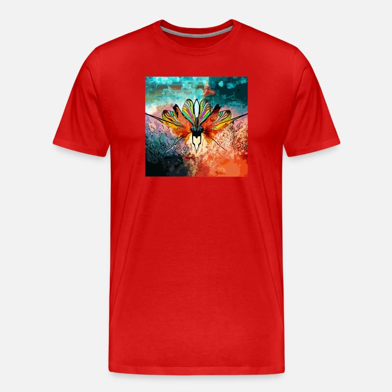 Farbiger Schmetterlingstraum - Männer Premium Bio T-Shirt - Rot