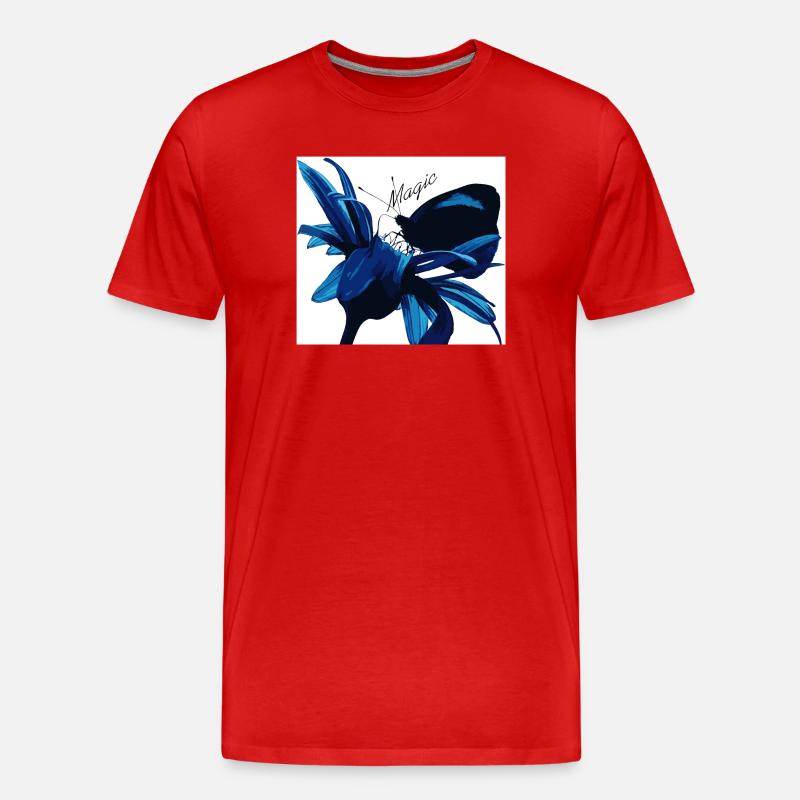 Blaues Blütenzauber mit Magic - Männer Premium Bio T-Shirt - Rot