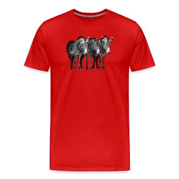 Drei Zebras - Männer Premium Bio T-Shirt - Rot - Vorne - Damien (186cm)