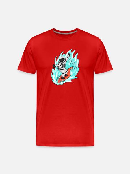 Astronaut surfing - Men's Premium Organic T-Shirt - red