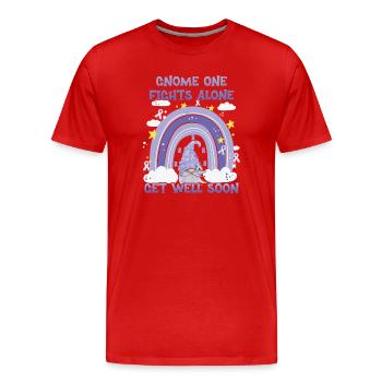 Gnome One combat seul le cancer de l’estomac - T-shirt bio Premium Homme - rouge - Devant - Damien (186cm)