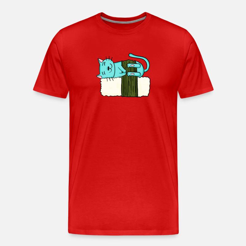 Sushi Katze - Männer Premium Bio T-Shirt - Rot
