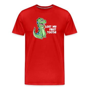Dino Tooth Gap Toddler Milk Tooth - Men's Premium Organic T-Shirt - red - Front - Damien (186cm)