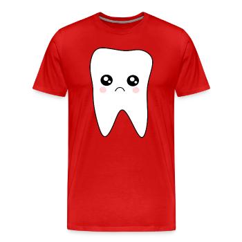 Dente, dents, cadeau dentiste - T-shirt bio Premium Homme - rouge - Devant - Damien (186cm)