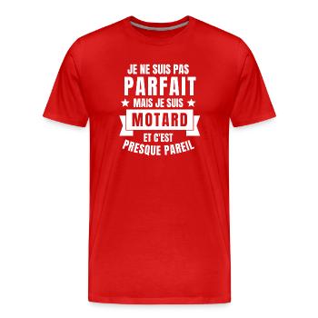 moto, moto sport, moto humour - T-shirt bio Premium Homme - rouge - Devant - Damien (186cm)