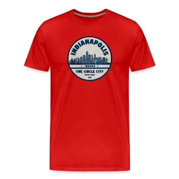 Ville du comté d’Indianapolis Skyline - T-shirt bio Premium Homme - rouge - Devant - Damien (186cm)