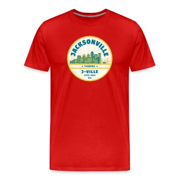 Jacksonville Skyline Crest - Männer Premium Bio T-Shirt - Rot - Vorne - Damien (186cm)