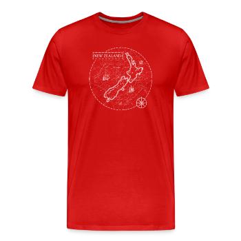 Vintage Landkarte Neuseeland - Männer Premium Bio T-Shirt - Rot - Vorne - Damien (186cm)