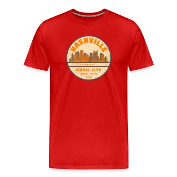 Nashville USA - Men's Premium Organic T-Shirt - red - Front - Damien (186cm)