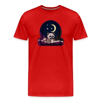 WASCHBÄR - HALBMOND - Männer Premium Bio T-Shirt - Rot - Vorne - Damien (186cm)