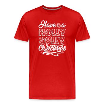 Holly Jolly Weihnachten Handbeschriftung - Männer Premium Bio T-Shirt - Rot - Vorne - Damien (186cm)