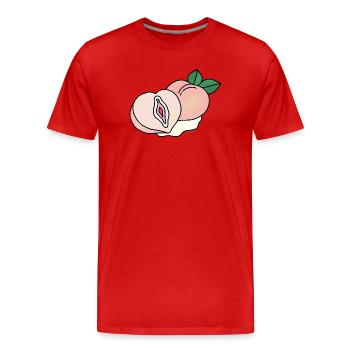 Vulva Peach Vagina Logo Design Clip Art - Männer Premium Bio T-Shirt - Rot - Vorne - Damien (186cm)