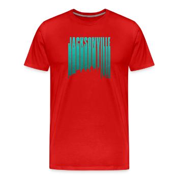 Jacksonville Skyline Vertical Typo - Men's Premium Organic T-Shirt - red - Front - Damien (186cm)