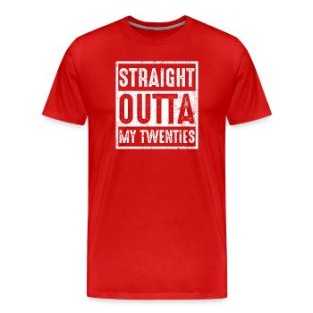 Direkt aus meinen Zwanzigern - Männer Premium Bio T-Shirt - Rot - Vorne - Damien (186cm)
