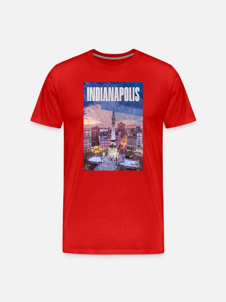 Indianapolis skyline at Monument Circle - Men's Premium Organic T-Shirt - red