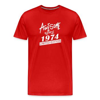 1974 - Né en 1974 - Fantastique depuis 1974 - T-shirt bio Premium Homme - rouge - Devant - Damien (186cm)
