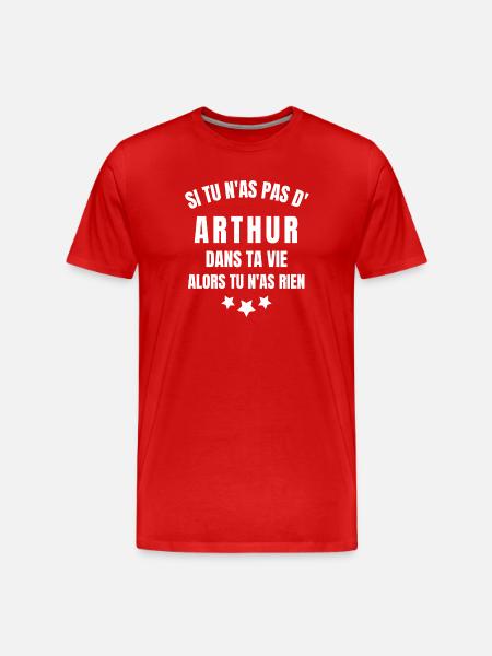 Arthur, prénom Arthur, anniversaire Arthur - T-shirt bio Premium Homme - rouge