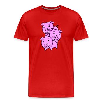 Cute pigs - Men's Premium Organic T-Shirt - red - Front - Damien (186cm)