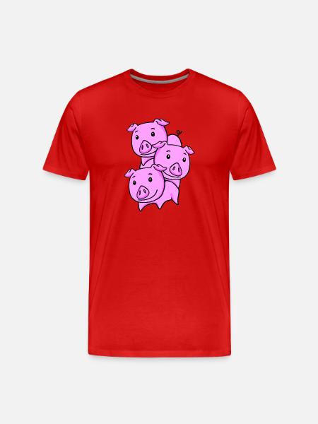 Porcs mignons - T-shirt bio Premium Homme - rouge