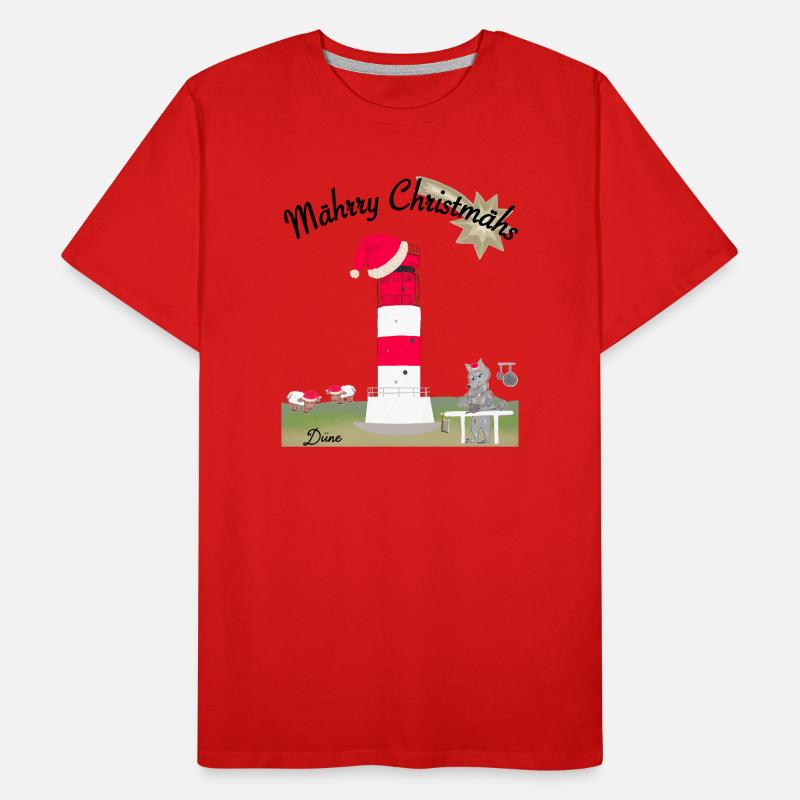 Weihnachten Leuchtturm Düne, Helgoland,Wolf Männer Premium Bio T-Shirt