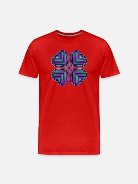 Four-leaf clover of hearts - 1 - Men's Premium Organic T-Shirt - red